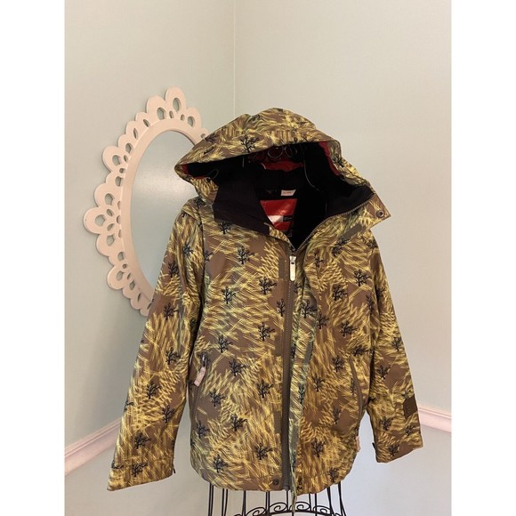 Bonfire Patrol Insulated Snowboard Jacket Boys Youth Medium Brown Tree Print